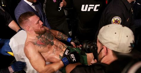 McGregor suffers horrific broken leg in TKO loss to Poirier.